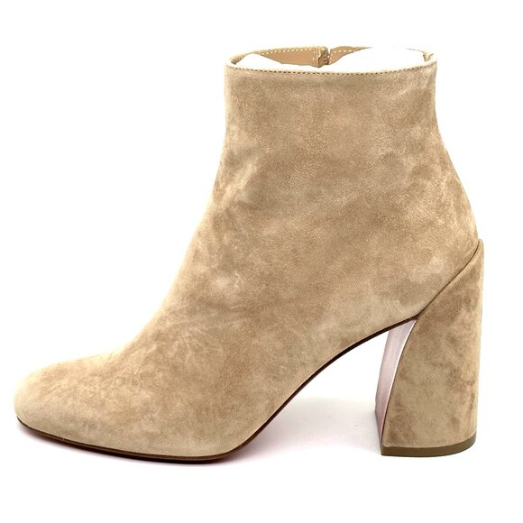 Christian Louboutin TURELA 85 Suede Block Heel Ankle Bootie Boots Lionne - Picture 5 of 14